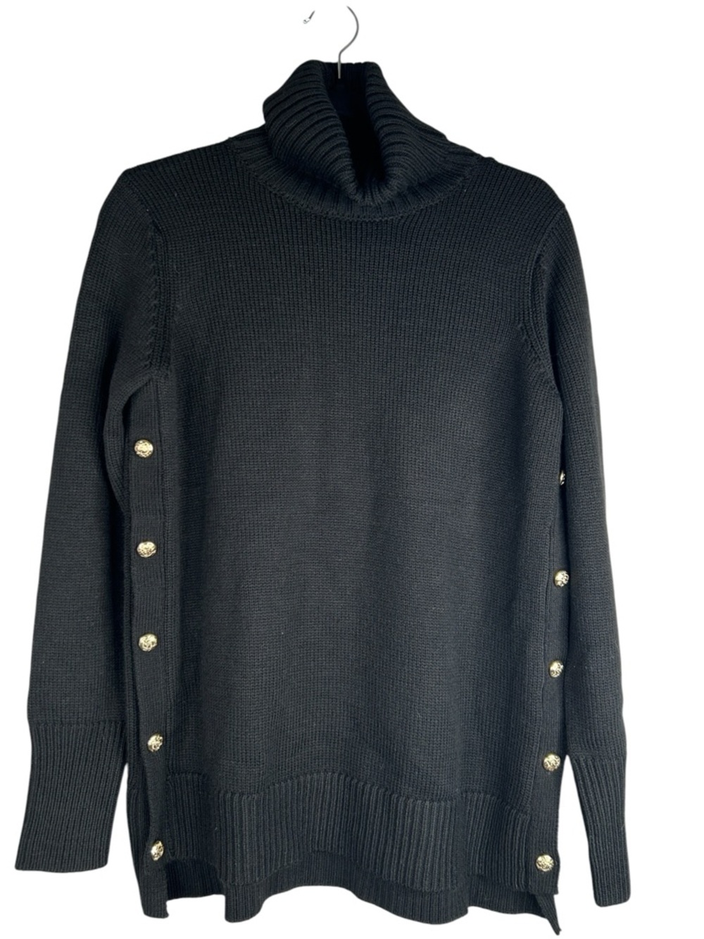 Tuckernuck Black Knit Classic Minimalist Gold Button Detail Sophia‎ Sweater XS